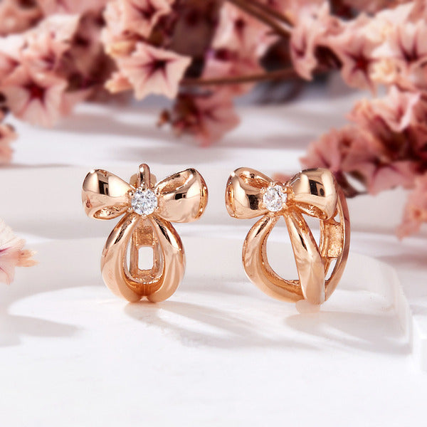 AirbnbGold 18K Cubic Anime Ribbon OneTouch Earrings PNE42318