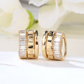 B&B Gold 18K Square Baguette Layer One-Touch Hoops Earrings Pair JNE42268