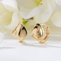 B&B Gold 18K Tri Curved One Touch Earrings Pair JNE42266