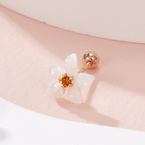 AirbnbGold 18K Champagne Flower Dahlia Shell Piercing One Side PNE42205