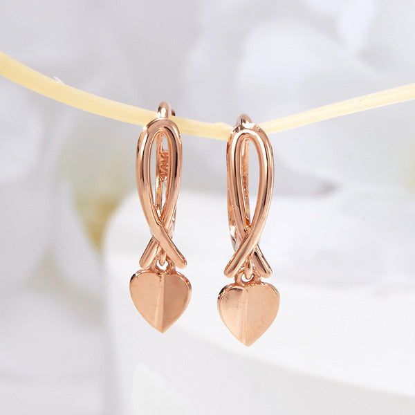VNB Gold 18K Slit Heart Cutting Cross One-Touch Earrings Pair PNE42200