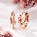 BnbGold 14K Round Three Stones Hoop Earrings PNE42311