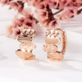 B&B Gold 14K Zigzag Oval Cutting One Touch Earrings Pair PNE42307