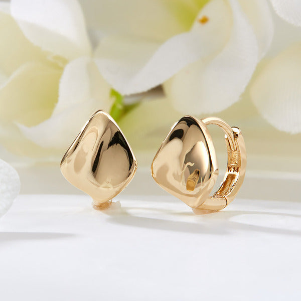B&B Gold 14K Tri Curved One Touch Earrings Pair JNE42266