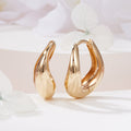 B&B Gold 14K Volume Drop Curve One Touch Earrings Pair PNE42209