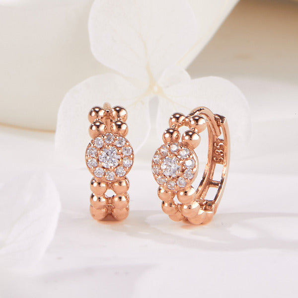 18K Round Precision Cubic Twin Ball One-Touch Earrings PNE42354