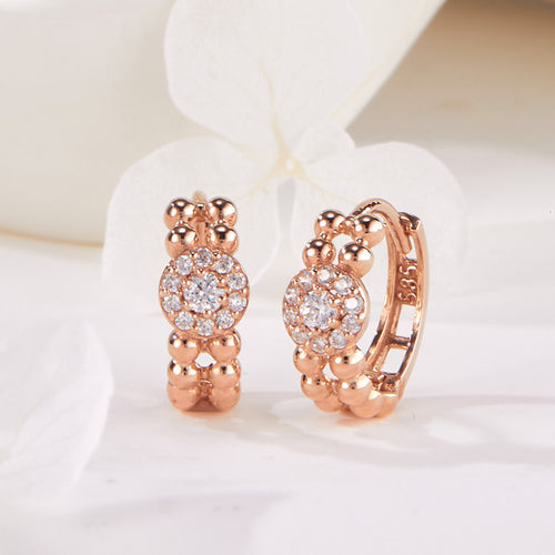 18K Round Precision Cubic Twin Ball One-Touch Earrings PNE42354