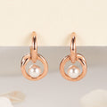 B&B Gold 18K Simulated Pearl Curve Chain One-Touch Earrings Pair PNE42353