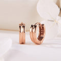 BNB Gold 14K Double Line Embossed Cut One-Touch Ring Earring S Pair PNE42355