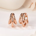 AirbnbGold 14K Round Three Line Curve OneTouch Earrings S Pair PNE42351