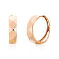 B&B Gold 18K Volume Curved Diamond Cut One-Touch Ring Earrings Pair SNE42152