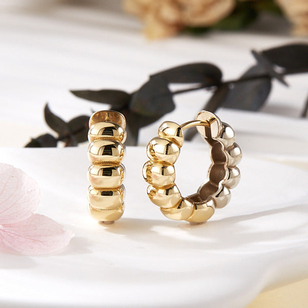 bnbgold 18K volume bubble cut one-touch ring earrings SNE42387