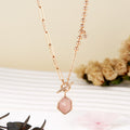 BnBGold 18K Rose Quartz Toggle Bar Pendant SNN42390