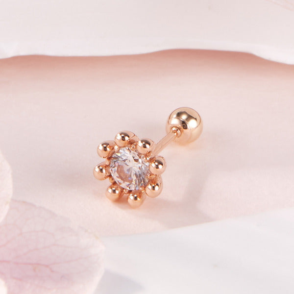 AirbnbGold 14K cubic bubble flower light piercing one side NPE42373