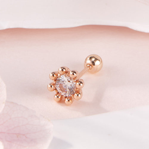AirbnbGold 14K cubic bubble flower light piercing one side NPE42373