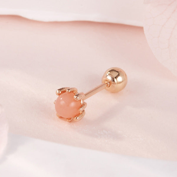 AirbnbGold 14K Pink Opal Bubble Flower Ball Light Piercing One Side NPE42376