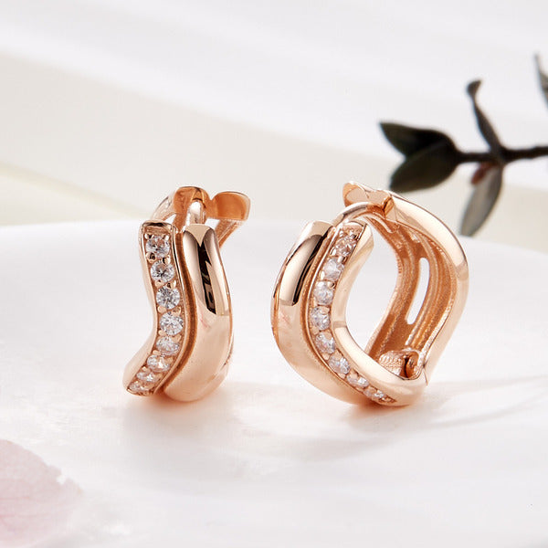 bnbgold 14K cubic wave one-touch ring earrings pair SNE42383