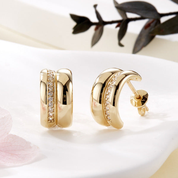AirbnbGold 14K volume cubic half ring ear cuffs SNE42384