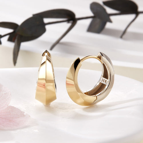 AirbnbGold 14K Edge Laser Cut OneTouch Earring Pair SNE42385