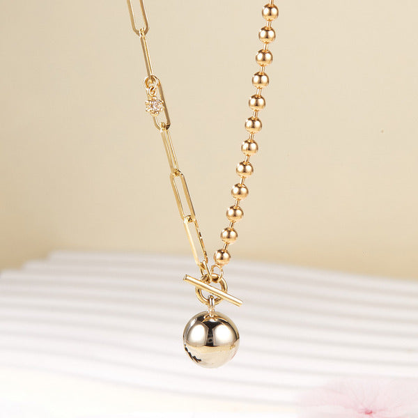 AirbnbGold 14K Gold Ball Toggle Bracelet Unpolished Chain SNN42391