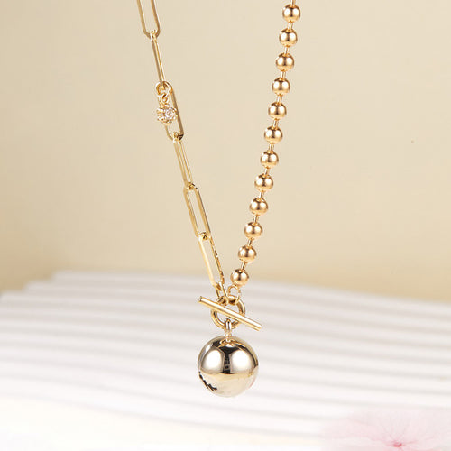 AirbnbGold 14K Gold Ball Toggle Bracelet Unpolished Chain SNN42391