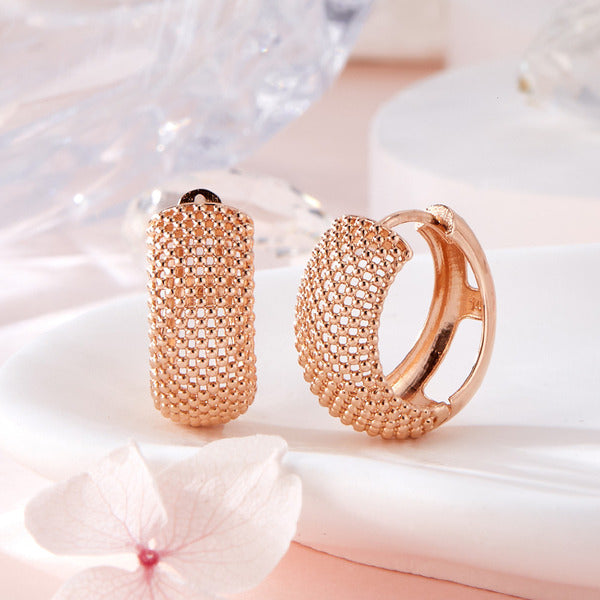 BnBGold 14K Dense Net Cut Bold One-Touch Earrings PNE42416