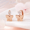 Bnb Gold 14K Butterfly Curve Cubic Double Ball One-Touch Earrings Pair PNE42419