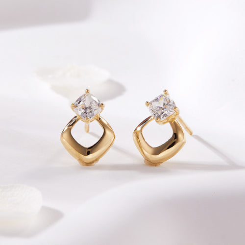 18K Double Cushion Cut Cubic Zirconia Earrings Pair MNE42428