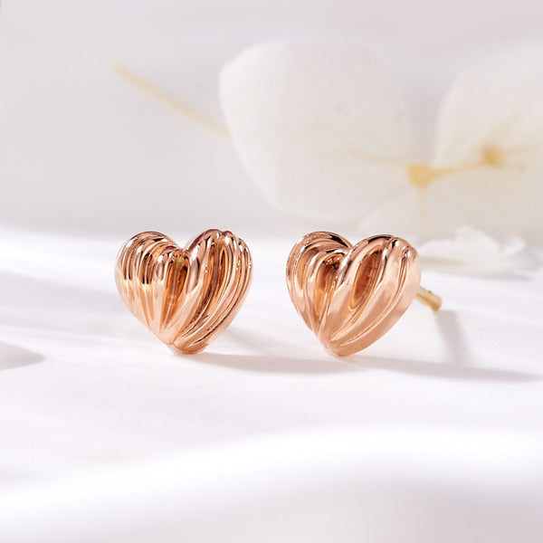 AirbnbGold 18K Volume Plump Line Heart Earings Pair MNE42430