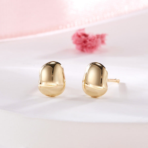 BNBGold 18K Volume Pebble Wave Piercing Earring Pair MNE42436