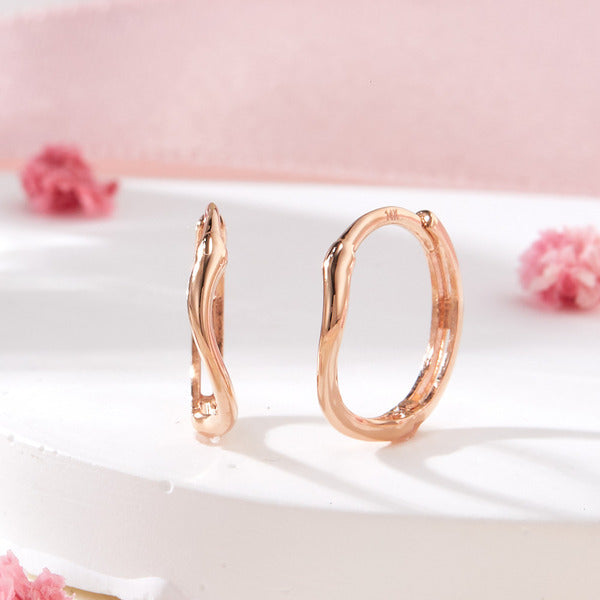 AirbnbGold 14K Volume Wave OneTouch Earings Pair MNE42443