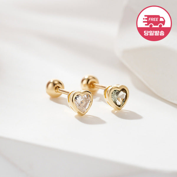 B&B Gold Same-Day Shipping 14K Muted Bezel 3mm Heart Cubic Piercing Single Side JAE42446