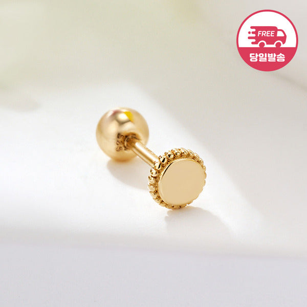 AirbnbGold same-day-shipping 14K mini grain round motif piercing one-sided JAE42458