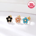 B&B Gold Same Day Shipping 14K Color Stone Daisy Flower Piercing Single Side JAE42450
