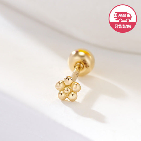 B&B Gold Same-Day Shipping 14K Mini Goldball Flower Piercing Single Side JAE42453