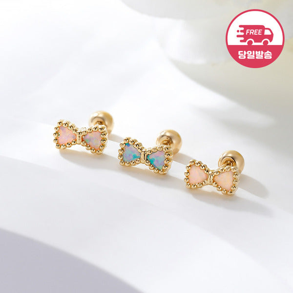 AirbnbGold SameDayShipping 14K Ribbon Grain Aurora Cubic Piercing OneSide JAE42463