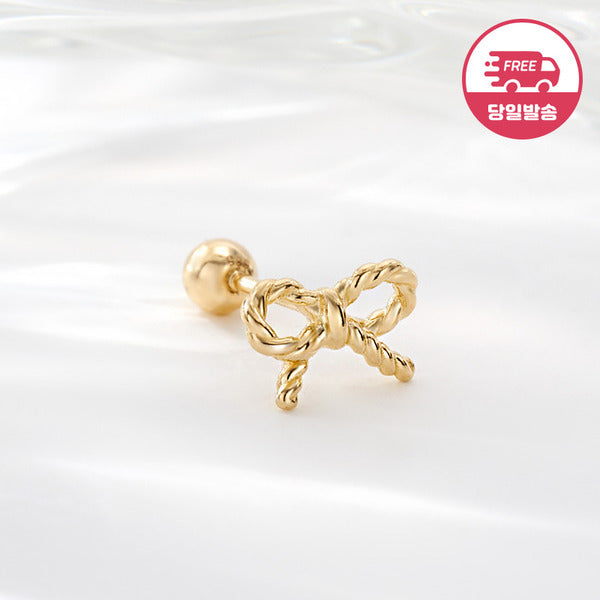 AirbnbGold, same-day shipment, 14K petite coil ribbon piercing one side JAE42465