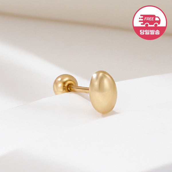 B&B Gold Same Day Shipping 14K Flat Ellipse Oval Piercing Single Side JAE42469