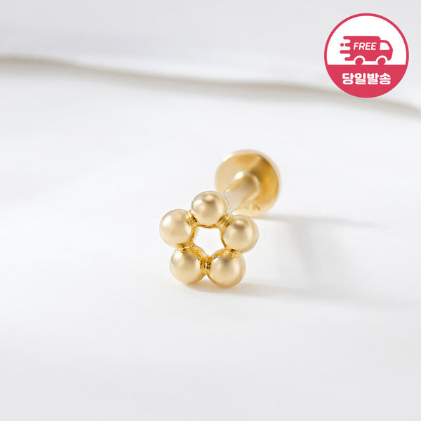 AirbnbGold SameDayShipping 14K GoldBall Flower InternalLabel Piercing OneSide JAE42474