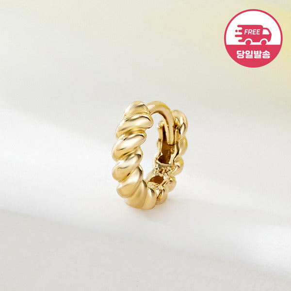B&B Gold Same Day Shipping 14K Diagonal Cross Twist Ring Piercing One Side JAE42477
