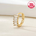 B&B Gold Same Day Shipping 14K Triangle Cut Baguette Cubic Ring Piercing Single Side JAE42479
