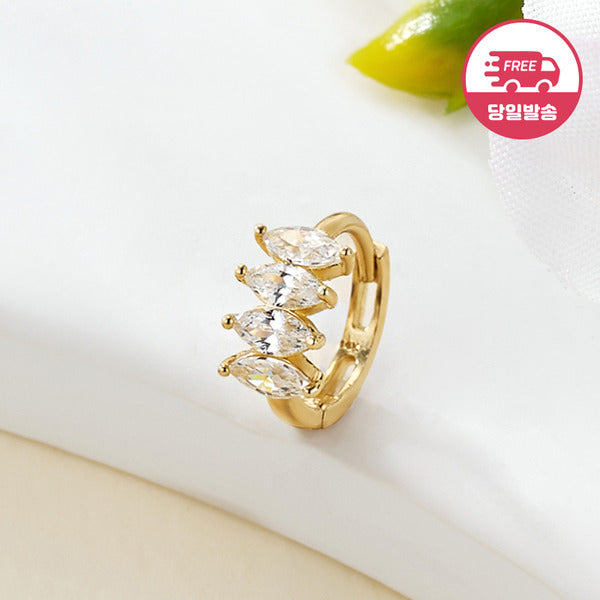 BNBGOLD Same Day Shipping 14K Marquise Cubic Ring Piercing One Side JAE42480