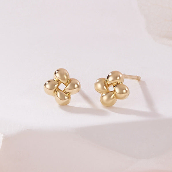 AirbnbGold 18K Waterdrop Cross Flower Earring Pair MNE42486