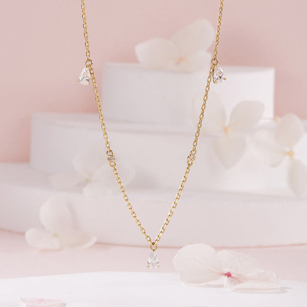 AirbnbGold 18K petite waterdrop cubic chain necklace MNN42491
