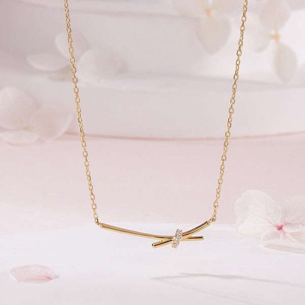 AirbnbGold 18K X Cross Cubic Ring Chain Necklace MNN42493