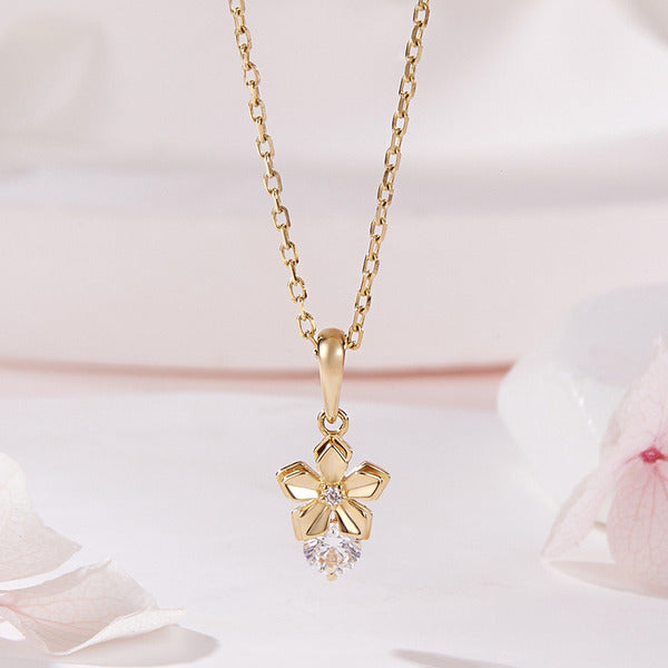 BnbGold 18K Double Flower Cubic Pendant MNP42498