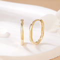 BnbGold 18K Slim Oval Curved One-Touch Earrings Pair MNE42503