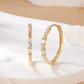 B&B Gold 18K Volume Stud Baguette Cubic One-Touch L Stud Earrings Pair MNE42505