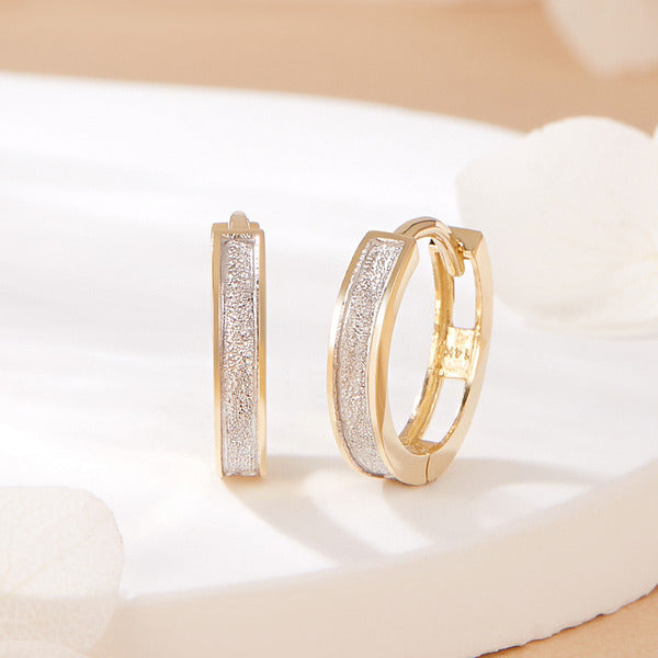 BnBGold 18K Matte Comb White One-Touch Earrings Pair MNE42506