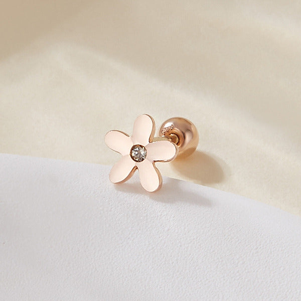 AirbnbGold 18K cubic curved cutting flower piercing one-side MNE42511